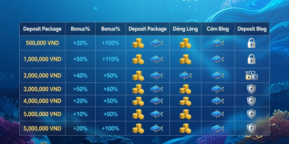 Bảng giá chi tiết các gói nạp tiền cho bắn cá online NH88 năm 2025 với ưu đãi hấp dẫn