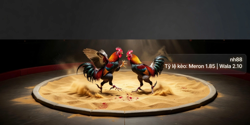 Minh họa giao diện đá gà trực tiếp casino nh88 với hình ảnh trường gà sống động và bàn cược rõ nét