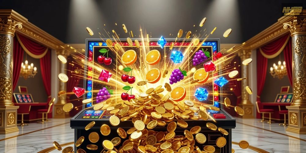 Hình minh họa khái niệm nổ hũ nh88 với jackpot bùng nổ hấp dẫn