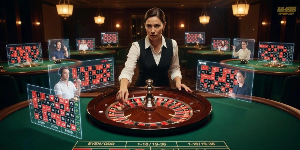 Trò chơi roulette live hấp dẫn với bánh xe quay và dealer chuyên nghiệp