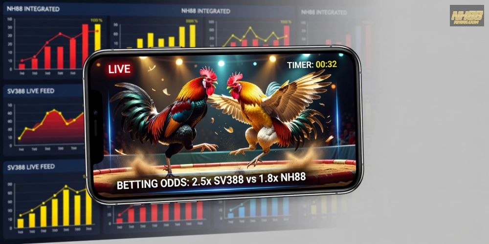 Hình ảnh minh họa trận đấu đá gà trực tiếp trên SV388 liên kết với NH88.