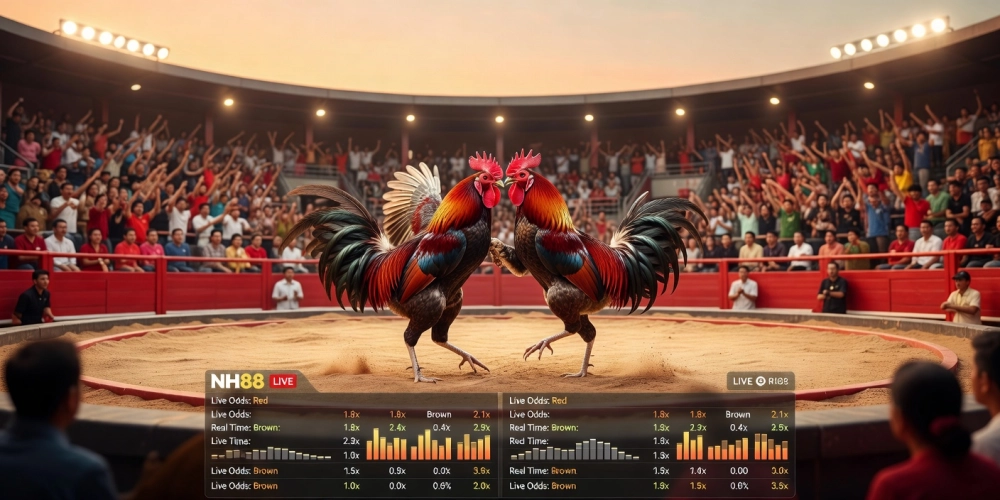 Hình ảnh trường gà Philippines sôi động với khán giả và chiến kê sẵn sàng thi đấu trong không khí náo nhiệt